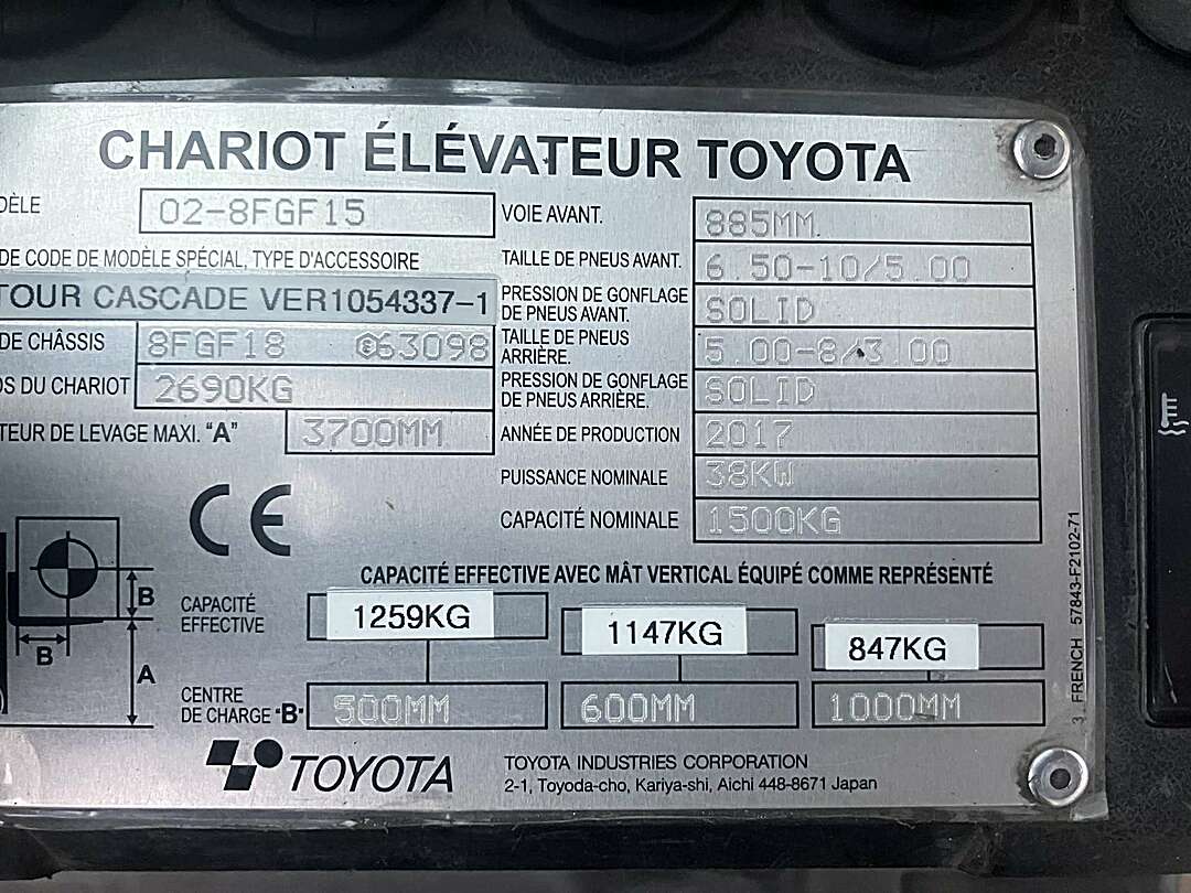 Heftruck Toyota 1,5Ton Gas