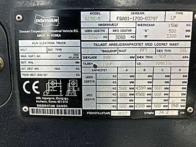 Heftruck Doosan 1,5 Ton Gas