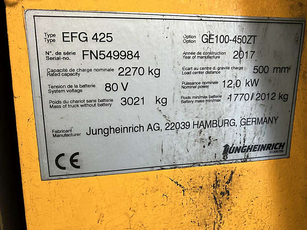 Heftruck Jungheinrich 2,5 Ton Elektrisch
