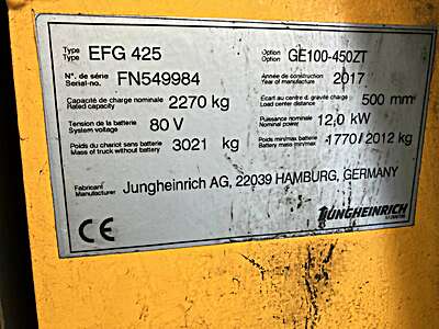 Heftruck Jungheinrich 2,5 Ton Elektrisch