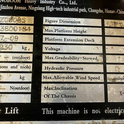 Schaarlift Sinoboom 8 Meter